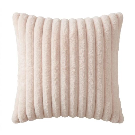 Imitation Rabbit Fur Pillowcase, Soft Plush Vertical Strip Design Throw Pillow Case, Decorative Cushion Cover for Sofa Bed Chair