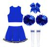 Детский комплект для девочек, комплект для черлидинга, блестки, перекрещивающиеся полоски спереди, V-образный вырез, без рукавов, укороченный топ, плиссированная юбка, 1 головной убор с бантом, 2 шт., цветы в виде руки