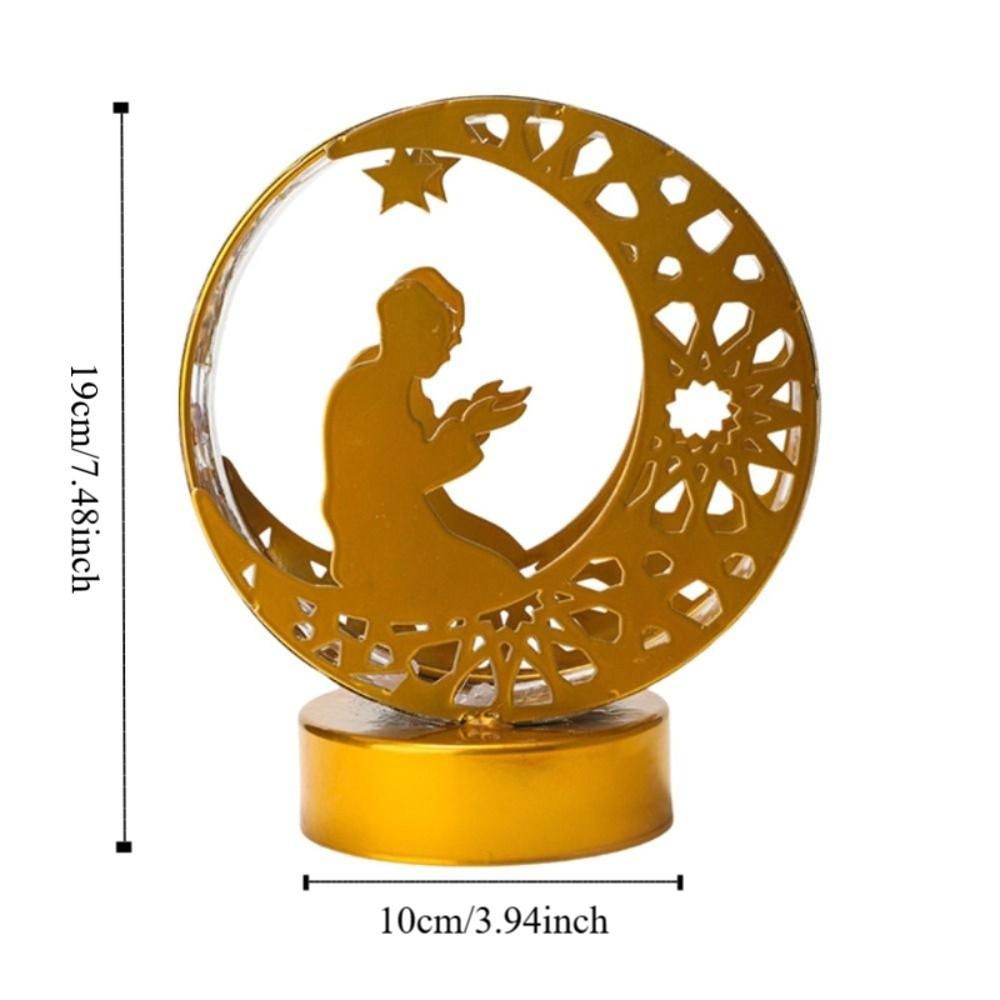 Gold Moon Castle LED Light Wrought Iron Ramadan Desk Ornament Ramadan Night Light Bedroom