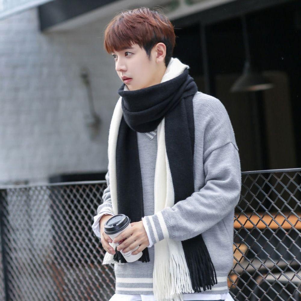 Windproof Long Wool Tassel Scarf Korean Style Winter Neckerchief Men Cashmere Scarf Women/Male