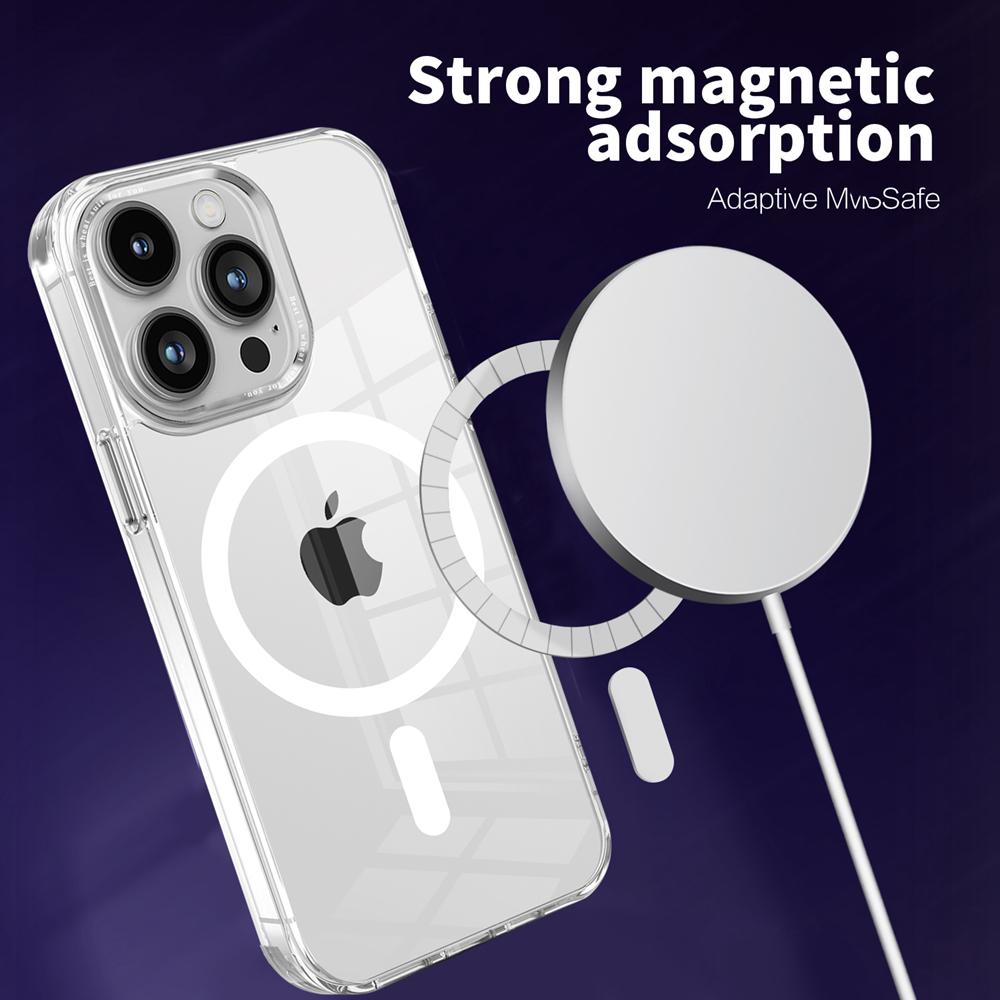 KEYSION Прозрачный чехол MagSafe для iPhone 15 14 Pro Max Прозрачный магнитный чехол для беспроводной зарядки iPhone 13 Pro Max