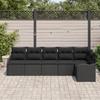 Ensemble de canapé de jardin 6 pièces avec coussins noir poly rattan, Canapé de jardin 2 places avec rangement et coussins 3354392