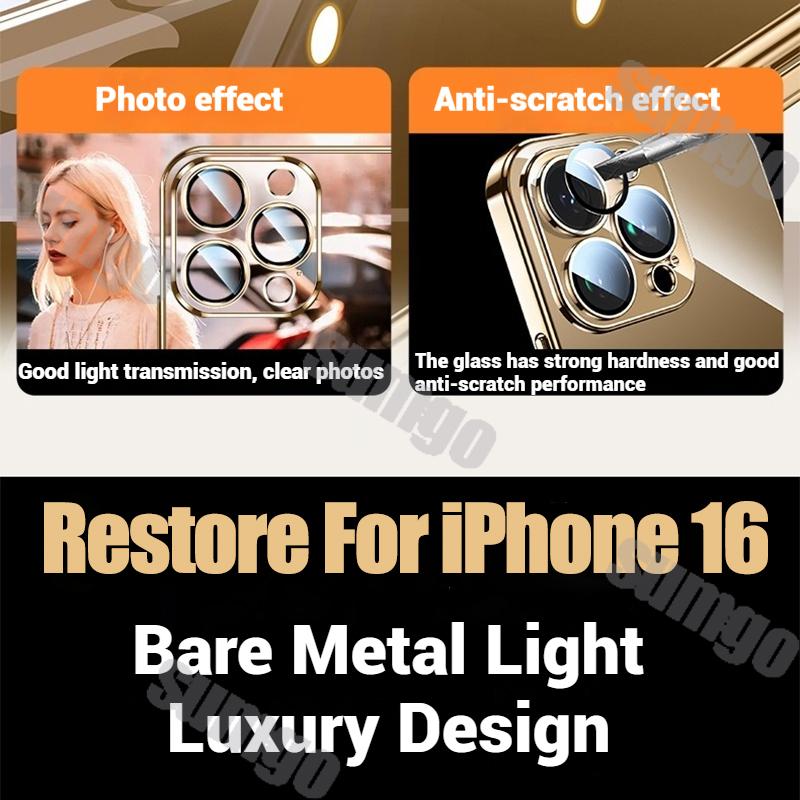 Silicone High Quality Plating Transparent Case For iPhone 16 15 14 13 12 11 Pro Max 16 Plus Lens Protector Shockproof Soft Cover