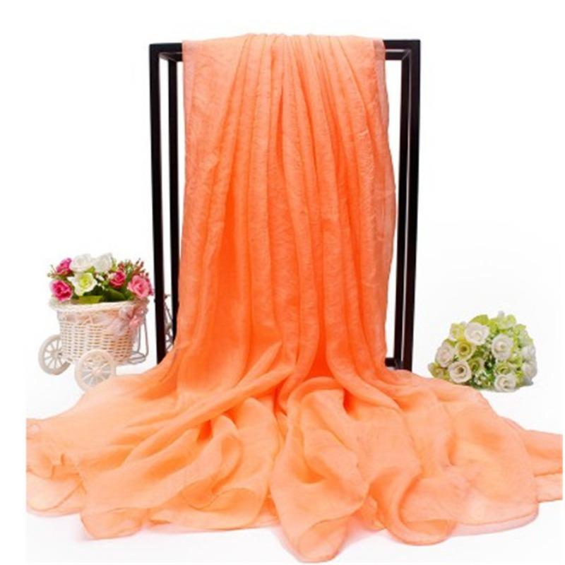 Очень большой искусственный шелковый шарф, однотонный шелковый шарф, пляжное полотенце на берегу моря, длинный весенне-осенний женский газовый шарф, шифоновый шарф для женщин