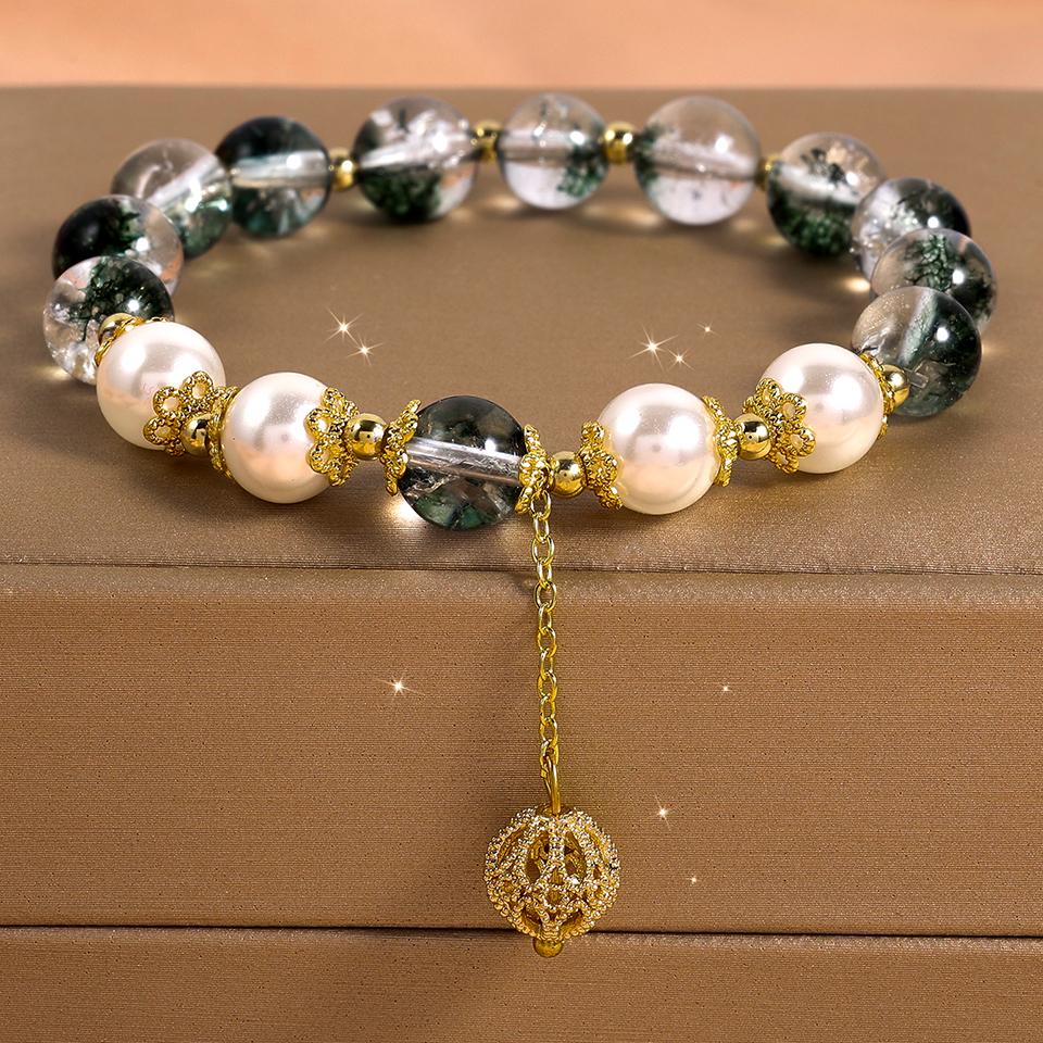 Zakol Милые Романтичные Браслеты-нити из Натурального Кристалла для Женщин Девушек Дофаминовый Кристалл с Бусинами Наручный Браслет Циркон Подарки