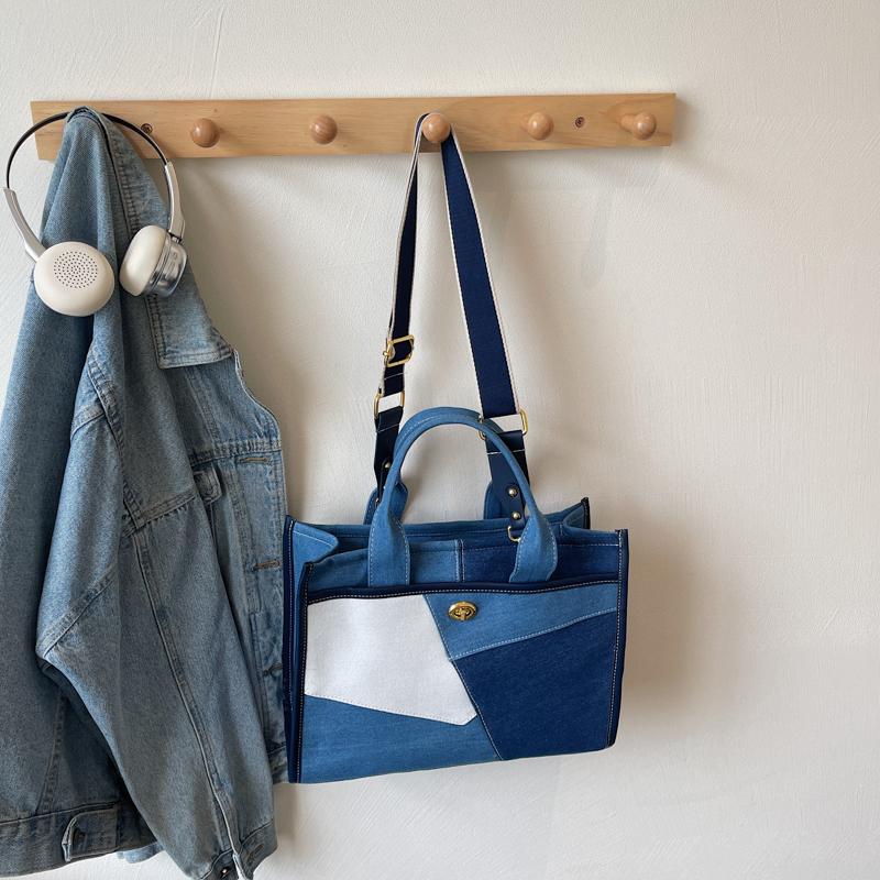 Patchwork Handbag Women's Contrast Color Stitching Shoulder Crossbody Bag Commuter Tote Bag