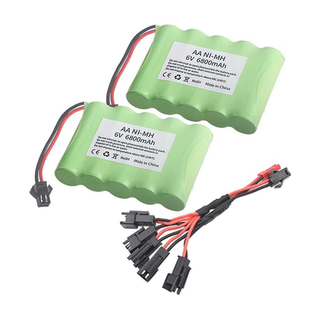 (SM PLUG) 6V 6800mAh NiMH Battery with USB Charger For Rc Toys Cars Tank Truck Robot Boats AA Ni-MH 6v Rechargeable Battery Pack
