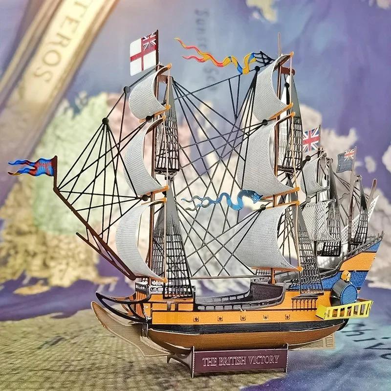 Многоцветный 3D-модель-пазл военного корабля HMS Victory, DIY, ручная сборка, модель военного корабля, пазл, декоративные игрушки, подарки