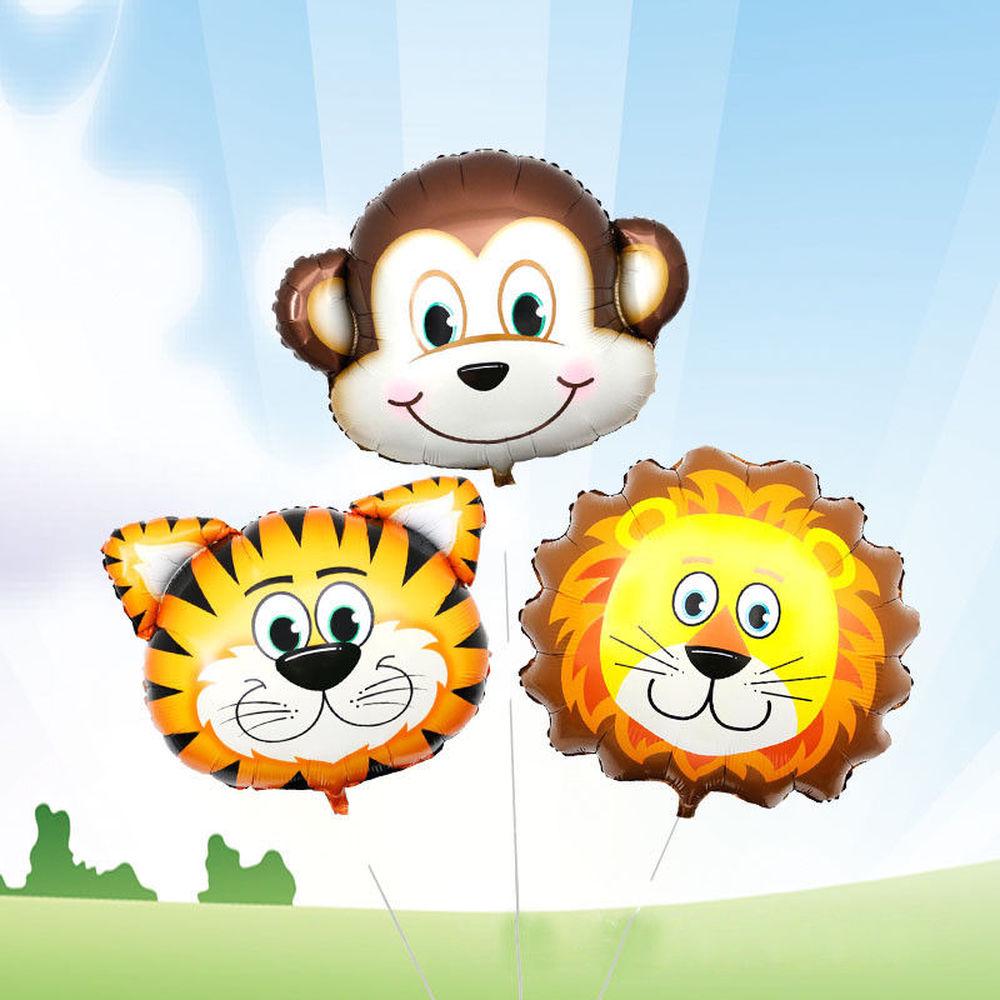 1pcs Hand Held Animal Head Balloon Lion Monkey Cow Giraffe Zebra Birthday Decoration Party Supplies