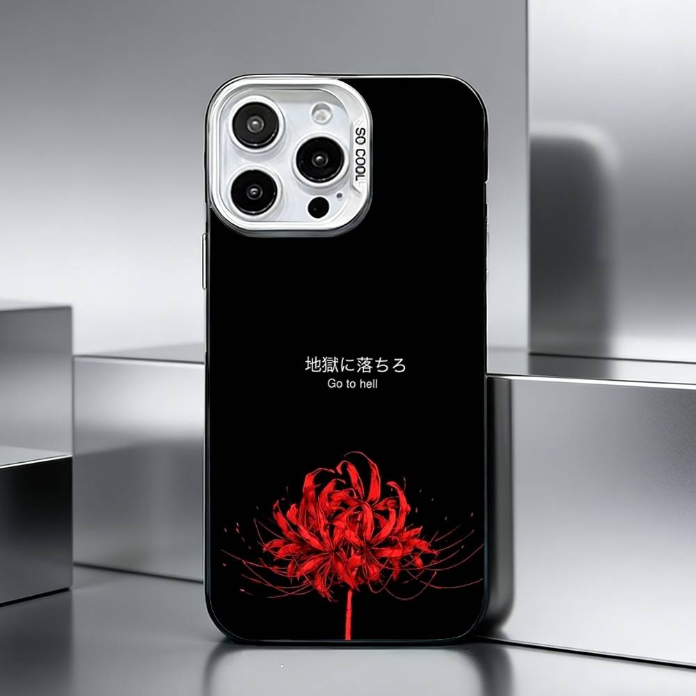 R-Красный S-Паукообразная лилия F-Цветы Чехол для телефона для iPhone 17,16,15,14,13,12,11 Plus,Pro Max,XS,Цветной серебряный чехол для телефона