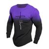 Street Style Men's Gradient Letter Digital Print Fashionable Round Neck Long Sleeved T-Shirt