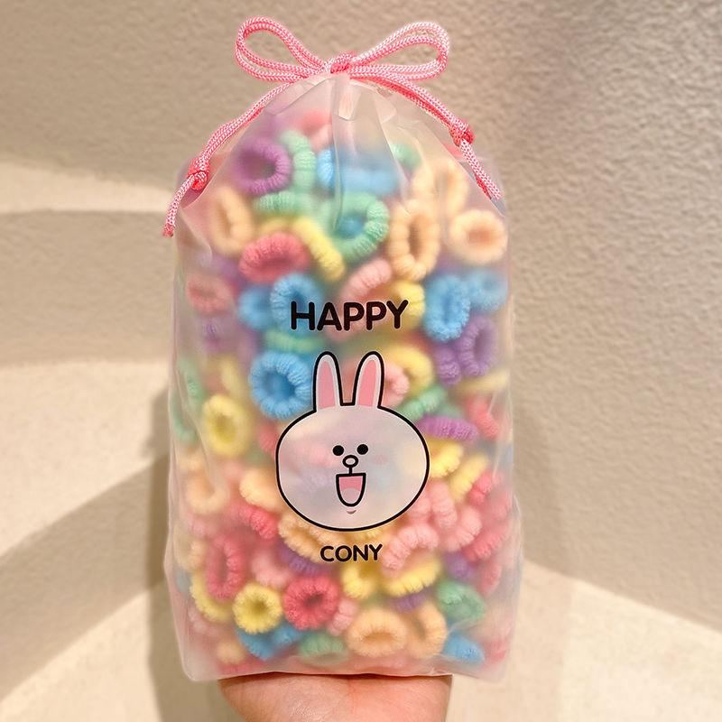 100Pcs Girls Colorful Hair Bands Set Nylon High Elastic Rubber Band Children'S Hair Circles Kids Hair Tie Hair Accessories