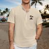 Men's 100% Cotton Linen Shirts Short Sleeve Button Up Neck Stand Collar Casual Summer Home Daily Shirts
