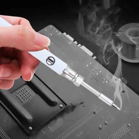 1 Set Thread Soldering Iron Kit 3 Levels Voltage Adjustable 650/1100mAh Battery Stainless Steel Cordless Welding Pen with USB Adapter