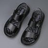 Fashion High End Brand Men's Leather Casual Shoes Lightweight Sandals Summer Beach Men's Beach Shoes Anti Slip Khaki Color Free Delivery