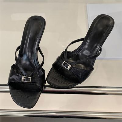 Eilyken 2025 Летние женские шлепанцы с открытым носком и тонким высоким каблуком, элегантная повседневная обувь Zapatos De Mujer