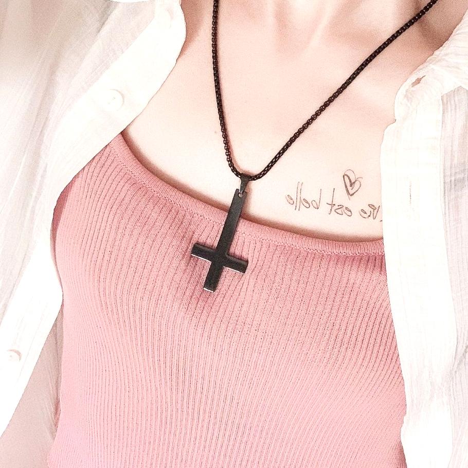 Ювелирные изделия из нержавеющей стали перевернутый крест цепочка ожерелье для мужчин, перевернутый крест ожерелье кулон ожерелье с перевернутым крестом