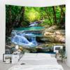 Forest Waterfall Natural Water Fabric Wall Hanging Landscape Fabric Home Aesthetics Art Bedroom Decoration Tapestry
