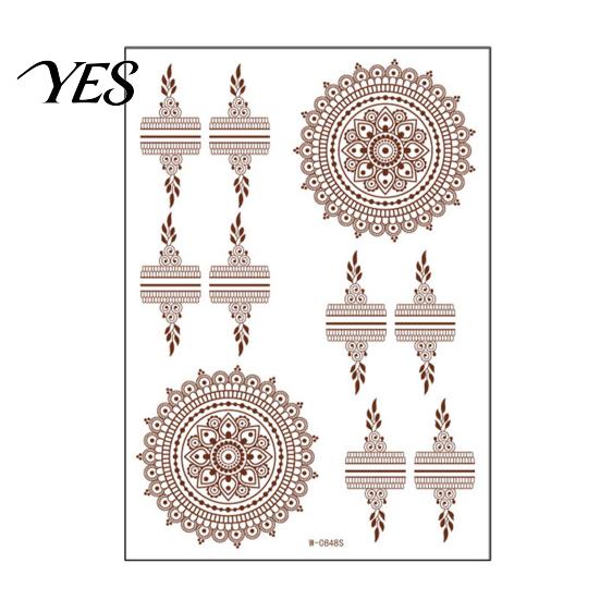 Event Makeup Tattoos Henna Tattoo Stickers, Red Brown Waterproof Lace Temporary Tattoos, Fake Body Indian Mehndi Art for Women Girls, Festival Family