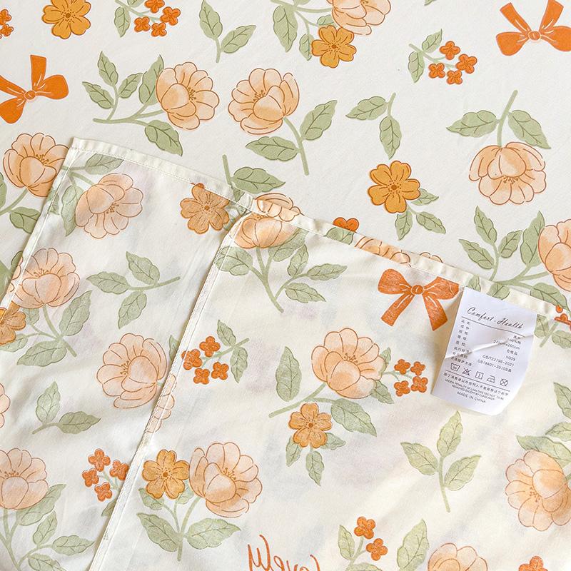 100% Cotton Floral Printing Bed Sheet Comfortable Skin Friendly Queen Flat Sheets for Bed High Quality Pure Cotton Bedsheet King