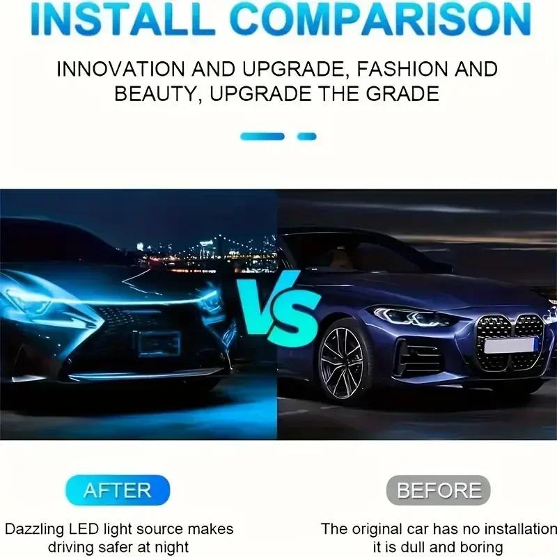 Светодиодная лента подсветки капота автомобиля Shine Starting Автомобильная декоративная подсветка капота двигателя 12 В Модифицированный автомобиль Дневной ходовой свет