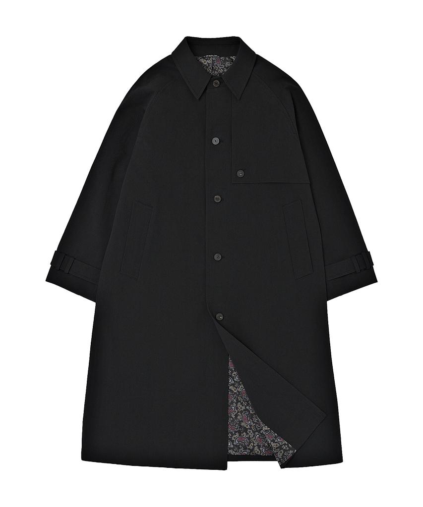 A Nothing Earth Cotton Balmacaan Coat (Black)