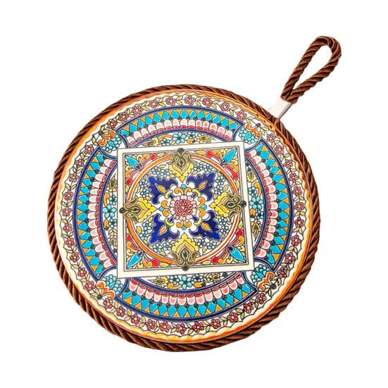 Decorative Heat Mat Vintage Ceramic Trivet, Resistant Pot Holder for Casserole Enamel Elegant Dining Placemat Cookware, Traditional Table Hot Dishes,