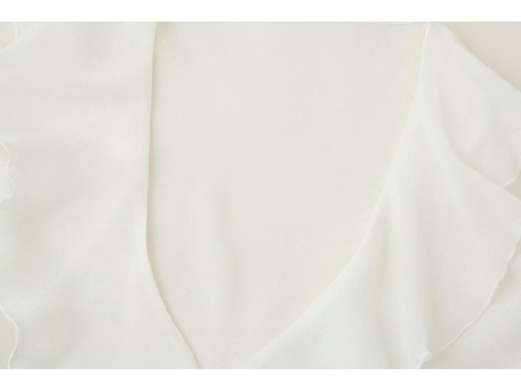 Элегантная женская рубашка ZA с V-образным вырезом, многослойными длинными рукавами и текстурой, 2025