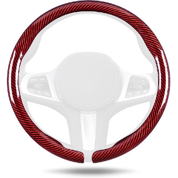 Aimato Car Steering Wheel Cover Carbon Fiber, Ultra-Thin Car Steering Wheel Cover,Comfortable & Breathable Microfiber,Universal Fit For Most Cars,