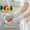 Magic Silicone Dishwashing Gloves with Soft Bristle Brush - Durable, Waterproof Kitchen Cleaning Gloves.