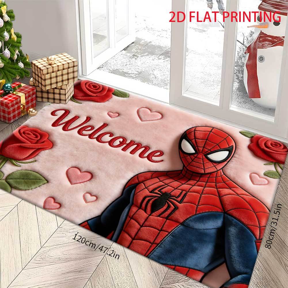 1pc MARVEL Officially Licensed Spider-Man Superhero Door Mat - Room with Spider-Man, Easy-to-Clean Soft Carpet Suitable for Ho