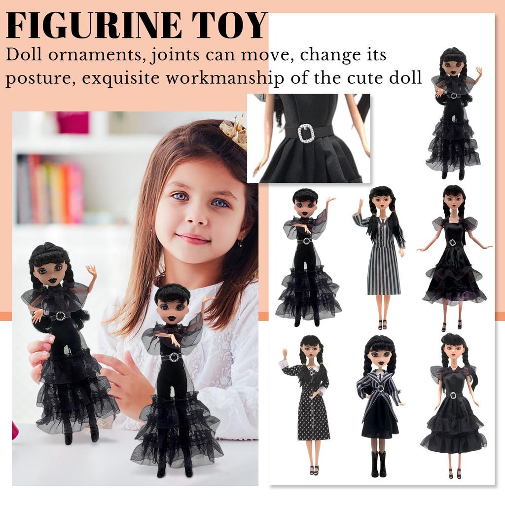 11,5-дюймовая кукла с подарочной коробкой, черное платье, каблуки и волосы, идеальная игрушка в подарок для девочек и фанатов