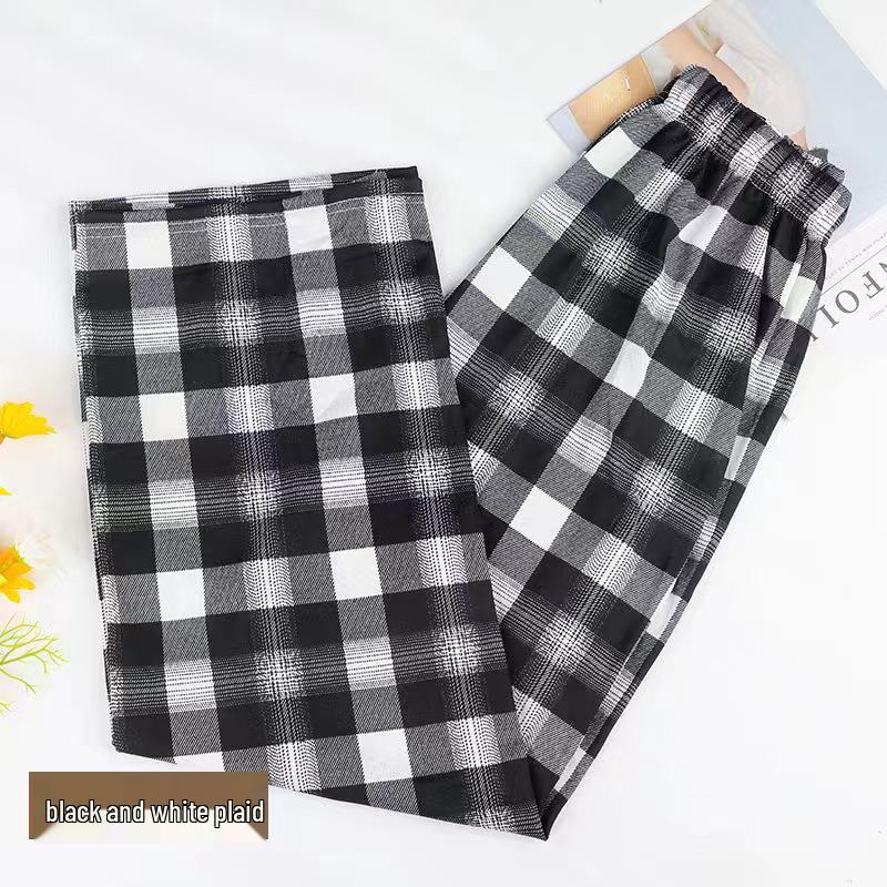 Spring/Summer 2025 Women's Checkered Loose Slimming Wide-Leg Pants - Korean Style Trend