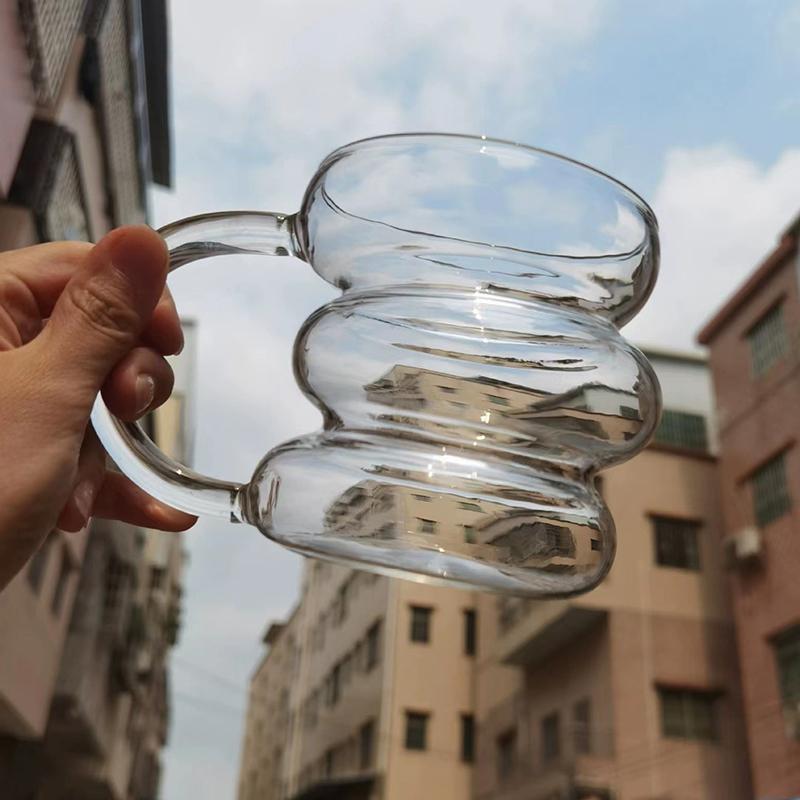 Креативная стеклянная чашка неправильной формы, прозрачная кружка для кофе, молока, виски, коктейльные бокалы для вина, кофейные кружки для сока, рождественские подарки