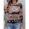 Women's T-shirt 3D Retro Marble Print Fashion Long Sleeve Round Neck Regular Top Holiday Weekend Spring Autumn