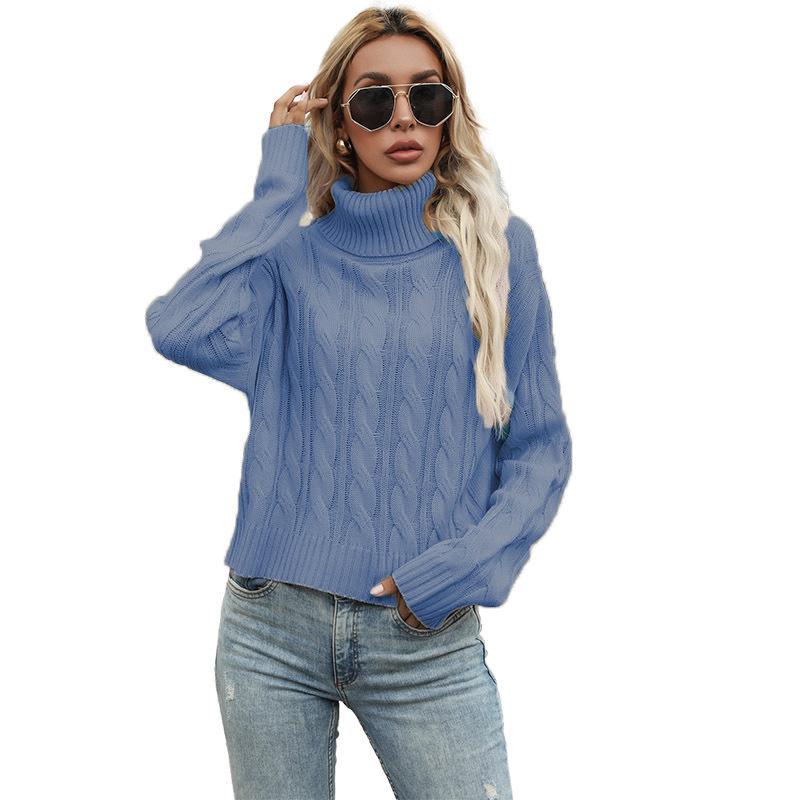 Casual Solid Knit Sweater Ladies V Neck Crew Neck Warm Daily Long Sleeve Blouse