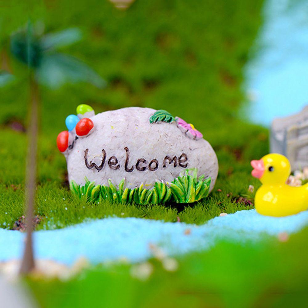 Succulents Bonsai Simulation Stone Signpost Welcome Stake Figurine Fairy Garden Mini Road Sign
