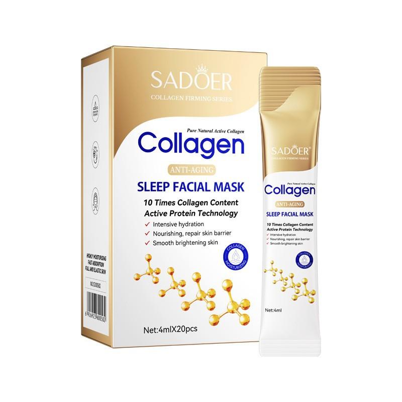 4mlX20pcs Collagen Anti-wrinkle Hydrating Sleeping Mask Deeply Moisturizing and Firming Skin for Daily Facial Skin Care Brighten Facial Mask