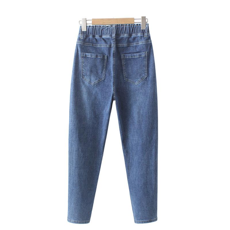High Waist Jeans for Women Spring and Autumn New Style Plus Size Elastic Waist Slim and Loose