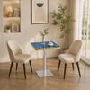 Square Dining Table UV Panel Marble Look Metal Frame Modern