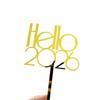 1pc Gold 2026 New Year Cake Topper Xmas Cupcake Topper Christmas New Year Party Cake Decorations