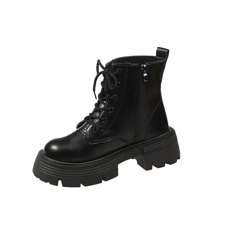 Ботинки Martin женские 2025 осень-зима новые ботинки на платформе в британском стиле ретро с круглым носком на толстом каблуке со шнуровкой на молнии короткие ботинки