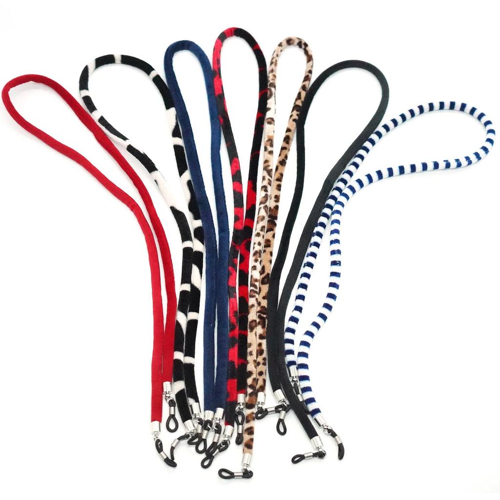 Бархатная многоцветная этническая цепочка для очков с леопардовым принтом