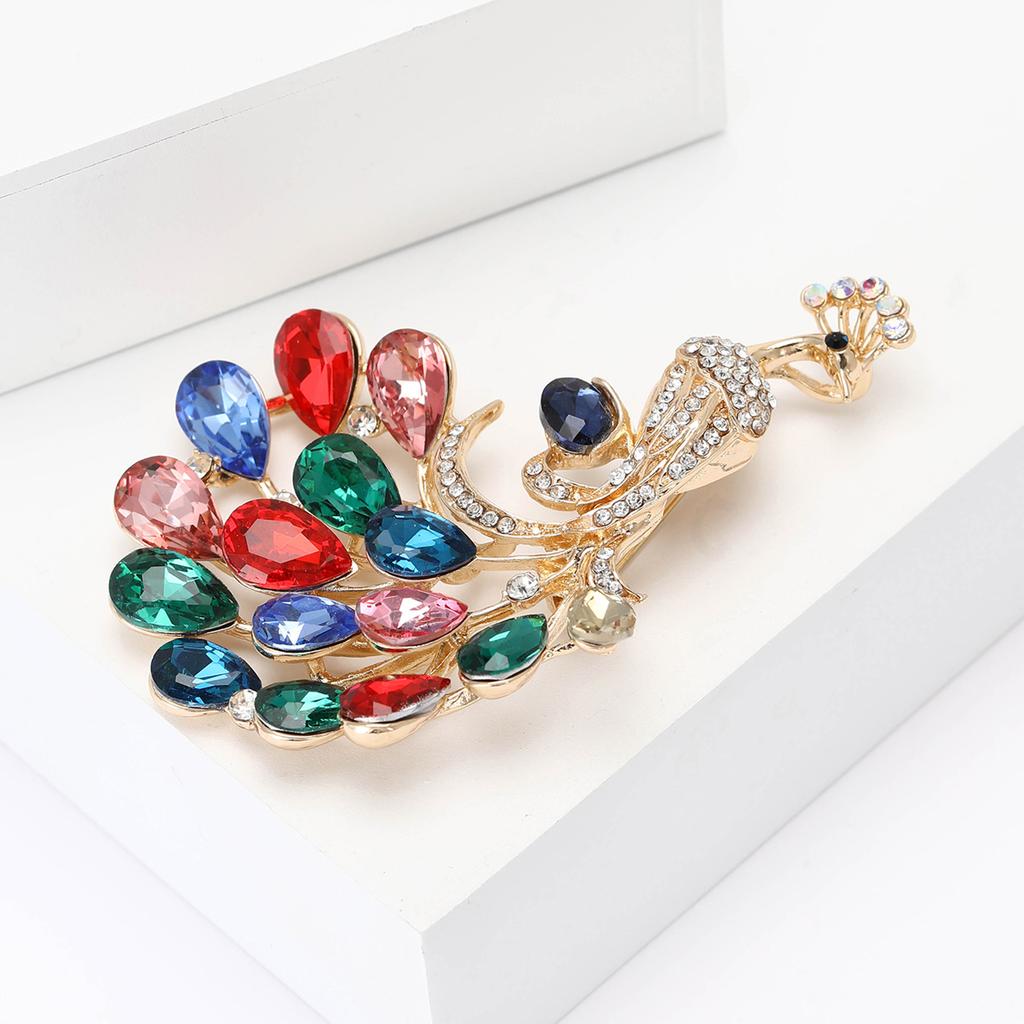 Fashion Versatile Alloy Rhinestone Peacock Brooch High-End Fashion Women'S Cheongsam Shawl Corsage Jewelry Pin
