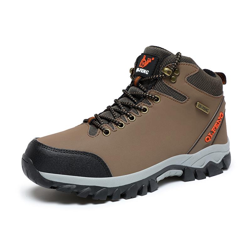Winter thickened non-slip outdoor hiking shoes waterproof high-top casual sports shoes platform-soled couple velvet cotton shoes