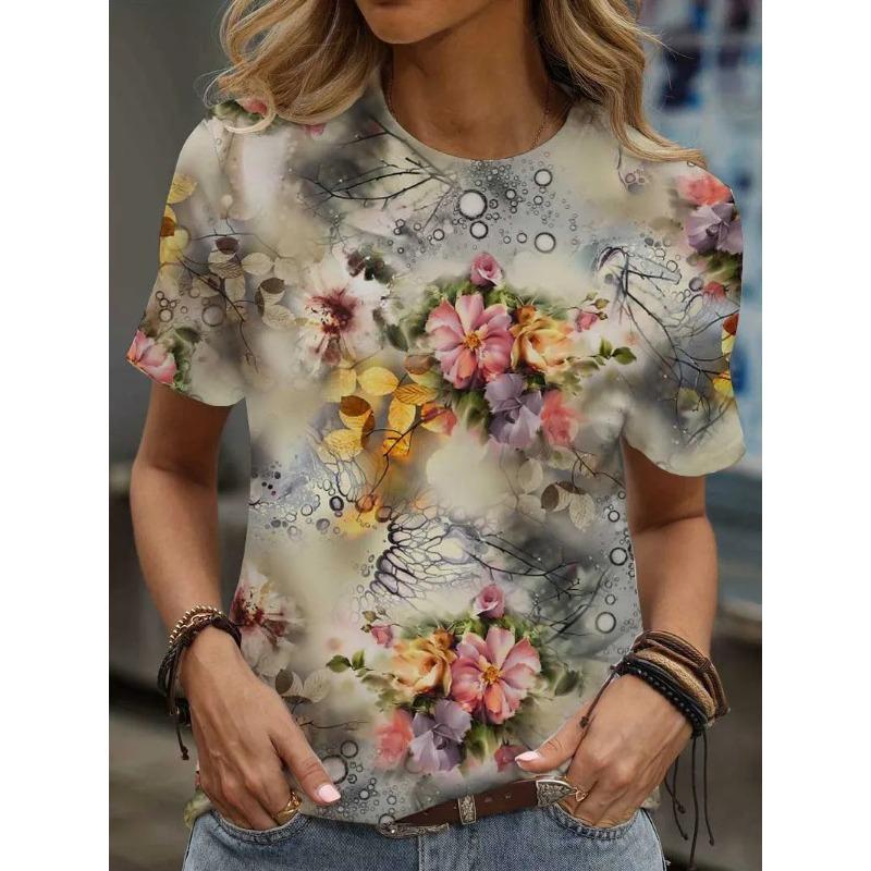Женская футболка с 3D-принтом и мультяшной графикой, повседневный топ с коротким рукавом для лета