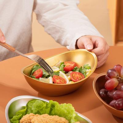 Стильные корейские золотые чаши из нержавеющей стали с большим отверстием, устойчивые к ржавчине, гладкие края, миска средней ширины