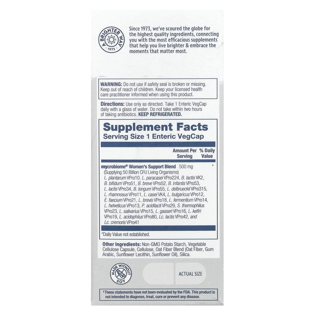 Mycrobiome Probiotic, Women's Formula, 5 Billion, 30 Enteric Coated Veggie Caps