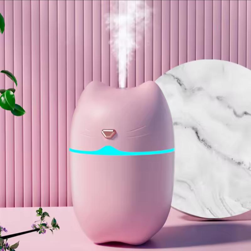 Многоцветный 3 в 1 Милый Кот Увлажнитель Воздуха Диффузор USB Генератор Тумана Мини Увлажнитель С Ночным Светом Компактный Для Автомобиля
