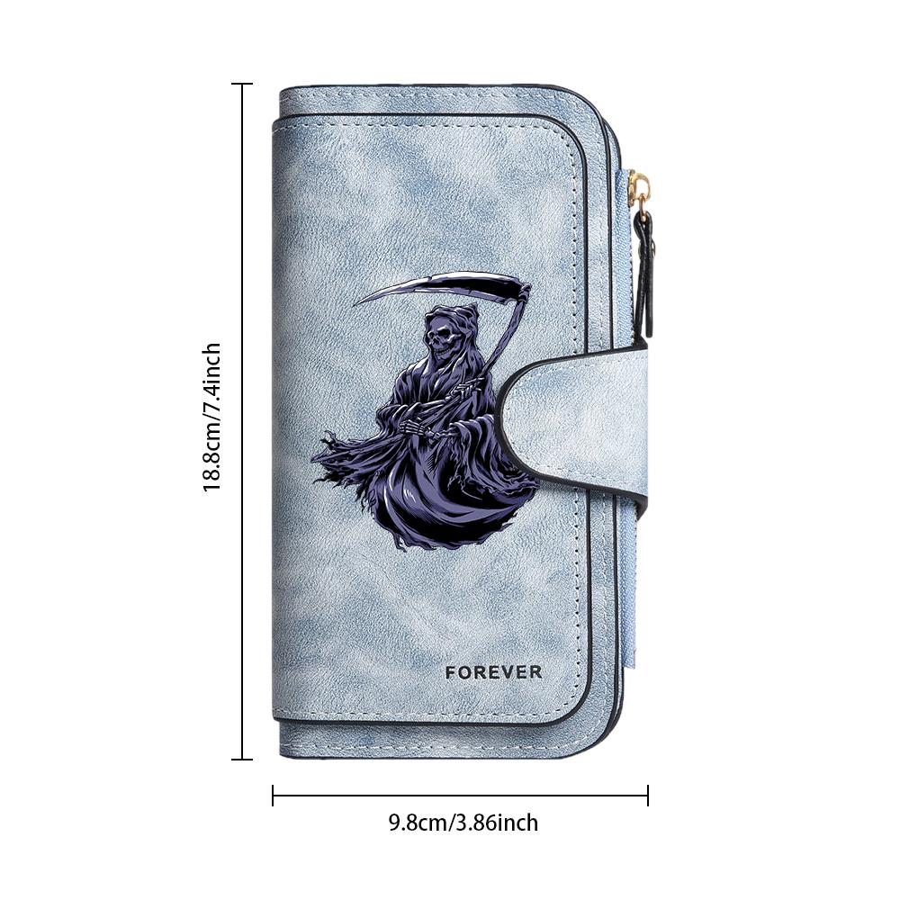 Grim Reaper Pattern Long Wallet Forever Style Fashion Card Holder Portable Daily Use Purse